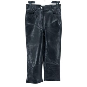 Wilfred Aritzia Pants Womens 0 Black Faux Leather Vegan‎ Straight Leg High Rise